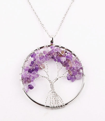 Tree of Life Necklace with AMETHYST Stones